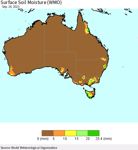 Australia Surface Soil Moisture (WMO) Thematic Map For 9/18/2023 - 9/24/2023