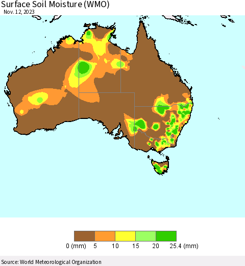 Australia Surface Soil Moisture (WMO) Thematic Map For 11/6/2023 - 11/12/2023