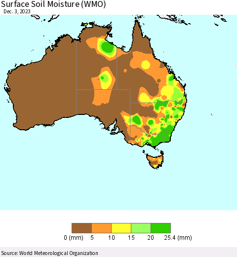 Australia Surface Soil Moisture (WMO) Thematic Map For 11/27/2023 - 12/3/2023