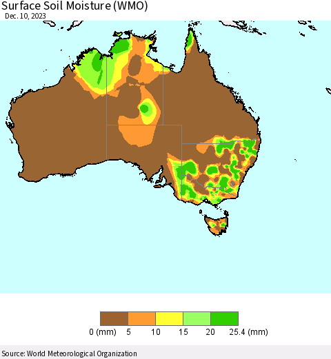 Australia Surface Soil Moisture (WMO) Thematic Map For 12/4/2023 - 12/10/2023