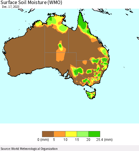 Australia Surface Soil Moisture (WMO) Thematic Map For 12/11/2023 - 12/17/2023