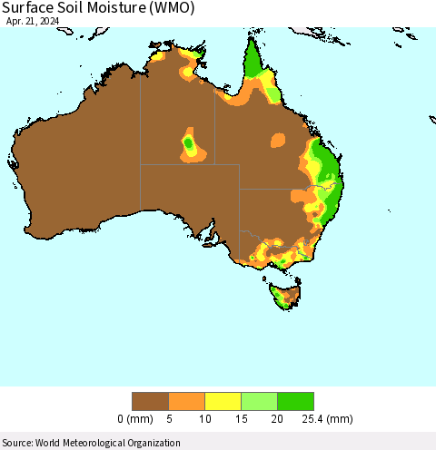 Australia Surface Soil Moisture (WMO) Thematic Map For 4/15/2024 - 4/21/2024