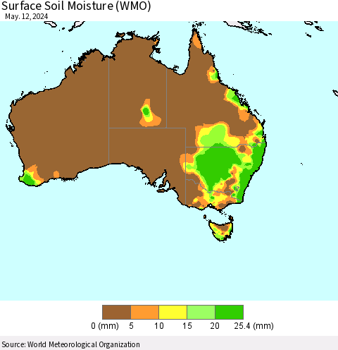 Australia Surface Soil Moisture (WMO) Thematic Map For 5/6/2024 - 5/12/2024