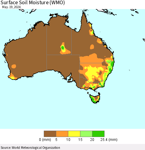 Australia Surface Soil Moisture (WMO) Thematic Map For 5/13/2024 - 5/19/2024
