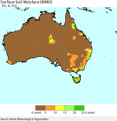 Australia Surface Soil Moisture (WMO) Thematic Map For 5/20/2024 - 5/26/2024
