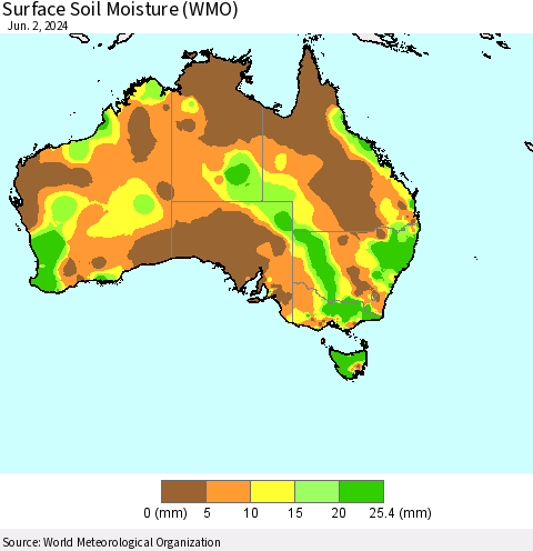 Australia Surface Soil Moisture (WMO) Thematic Map For 5/27/2024 - 6/2/2024