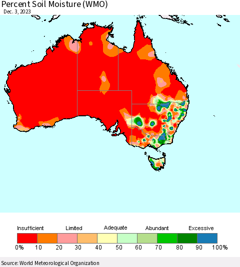 Australia Percent Soil Moisture (WMO) Thematic Map For 11/27/2023 - 12/3/2023