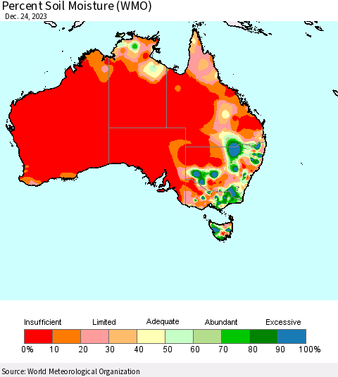 Australia Percent Soil Moisture (WMO) Thematic Map For 12/18/2023 - 12/24/2023