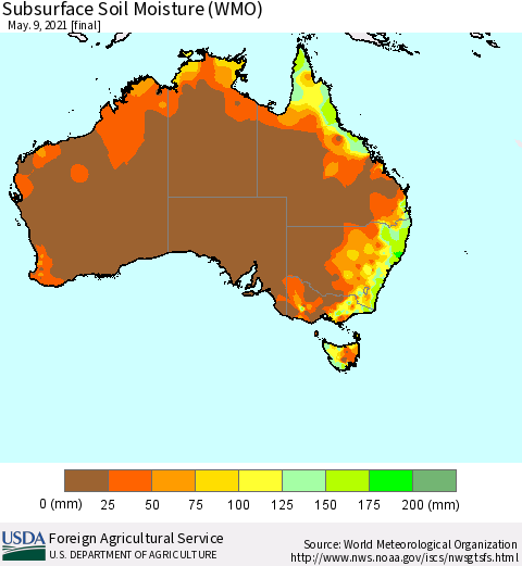 Australia Subsurface Soil Moisture (WMO) Thematic Map For 5/3/2021 - 5/9/2021