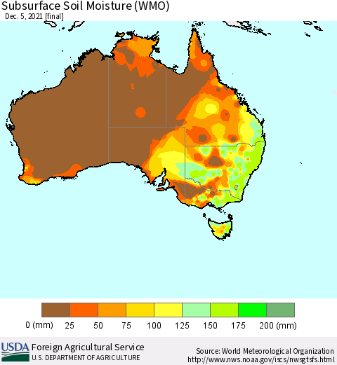 Australia Subsurface Soil Moisture (WMO) Thematic Map For 11/29/2021 - 12/5/2021