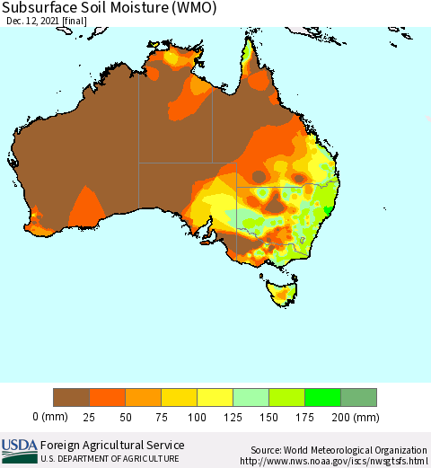 Australia Subsurface Soil Moisture (WMO) Thematic Map For 12/6/2021 - 12/12/2021