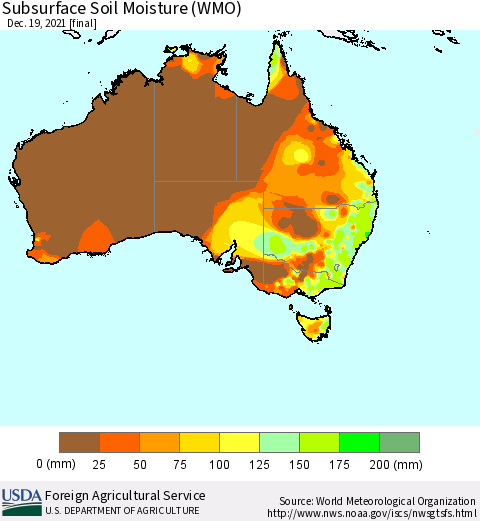 Australia Subsurface Soil Moisture (WMO) Thematic Map For 12/13/2021 - 12/19/2021