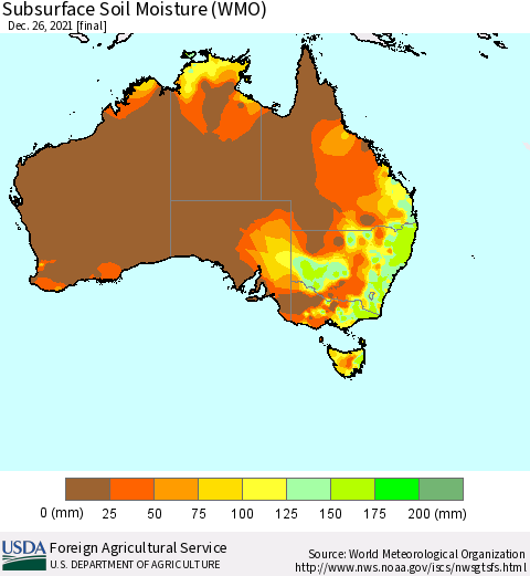 Australia Subsurface Soil Moisture (WMO) Thematic Map For 12/20/2021 - 12/26/2021