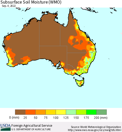 Australia Subsurface Soil Moisture (WMO) Thematic Map For 8/29/2022 - 9/4/2022