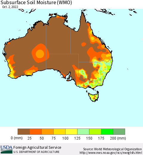 Australia Subsurface Soil Moisture (WMO) Thematic Map For 9/26/2022 - 10/2/2022