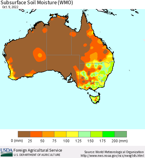 Australia Subsurface Soil Moisture (WMO) Thematic Map For 10/3/2022 - 10/9/2022