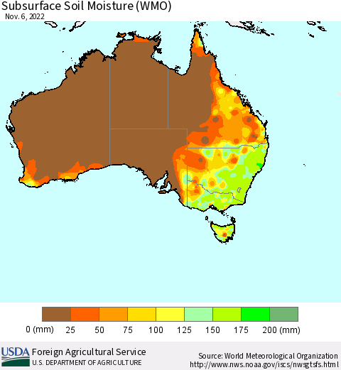 Australia Subsurface Soil Moisture (WMO) Thematic Map For 10/31/2022 - 11/6/2022