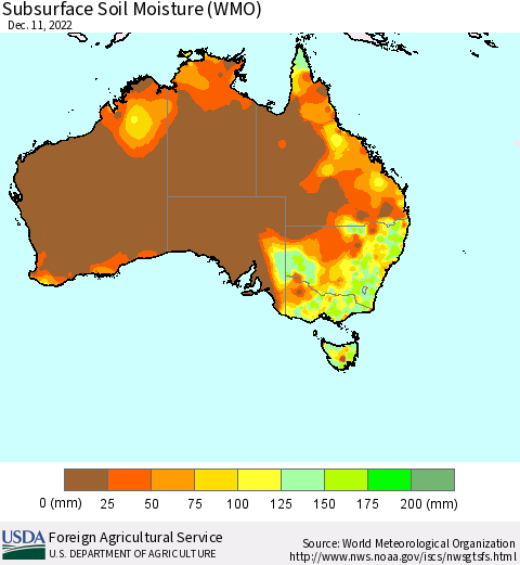 Australia Subsurface Soil Moisture (WMO) Thematic Map For 12/5/2022 - 12/11/2022