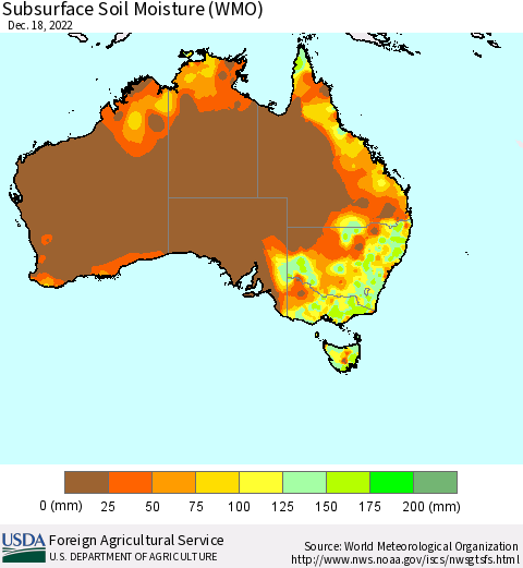 Australia Subsurface Soil Moisture (WMO) Thematic Map For 12/12/2022 - 12/18/2022