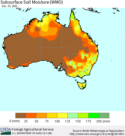Australia Subsurface Soil Moisture (WMO) Thematic Map For 12/19/2022 - 12/25/2022