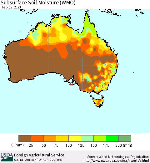 Australia Subsurface Soil Moisture (WMO) Thematic Map For 2/6/2023 - 2/12/2023