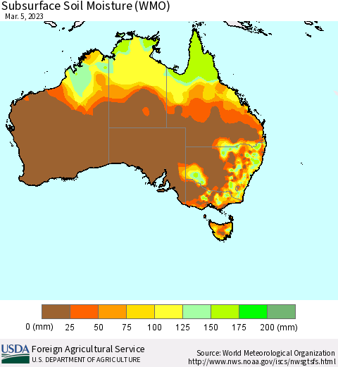 Australia Subsurface Soil Moisture (WMO) Thematic Map For 2/27/2023 - 3/5/2023