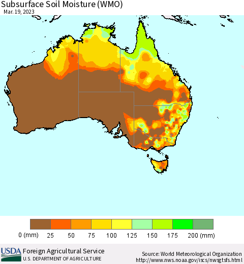 Australia Subsurface Soil Moisture (WMO) Thematic Map For 3/13/2023 - 3/19/2023