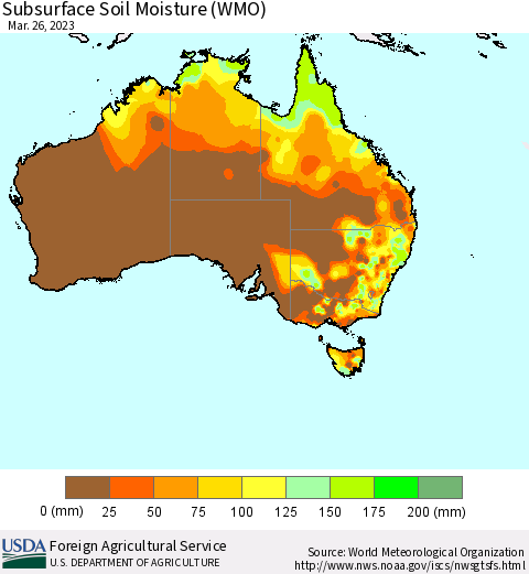 Australia Subsurface Soil Moisture (WMO) Thematic Map For 3/20/2023 - 3/26/2023