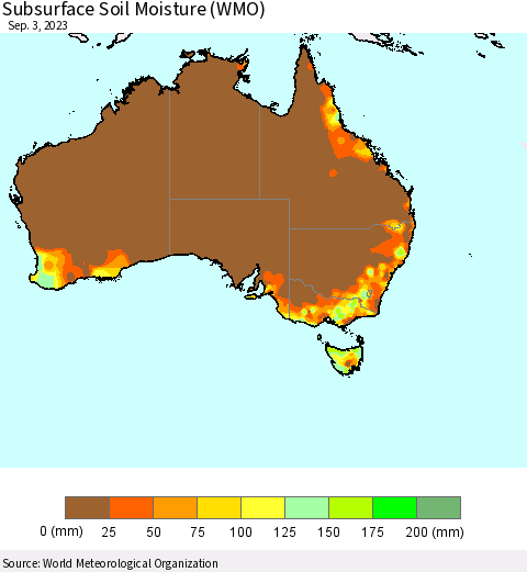 Australia Subsurface Soil Moisture (WMO) Thematic Map For 8/28/2023 - 9/3/2023