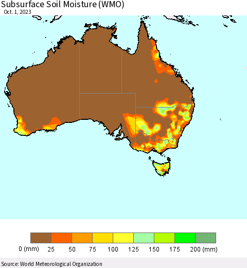 Australia Subsurface Soil Moisture (WMO) Thematic Map For 9/25/2023 - 10/1/2023