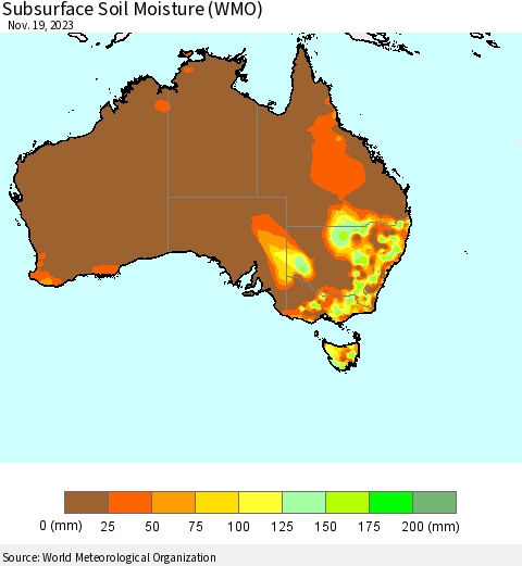 Australia Subsurface Soil Moisture (WMO) Thematic Map For 11/13/2023 - 11/19/2023
