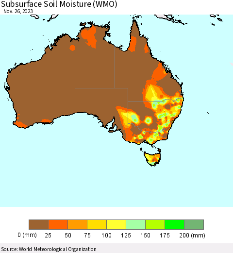 Australia Subsurface Soil Moisture (WMO) Thematic Map For 11/20/2023 - 11/26/2023