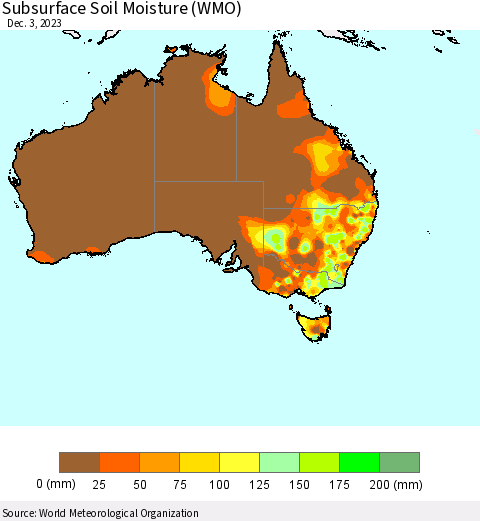 Australia Subsurface Soil Moisture (WMO) Thematic Map For 11/27/2023 - 12/3/2023
