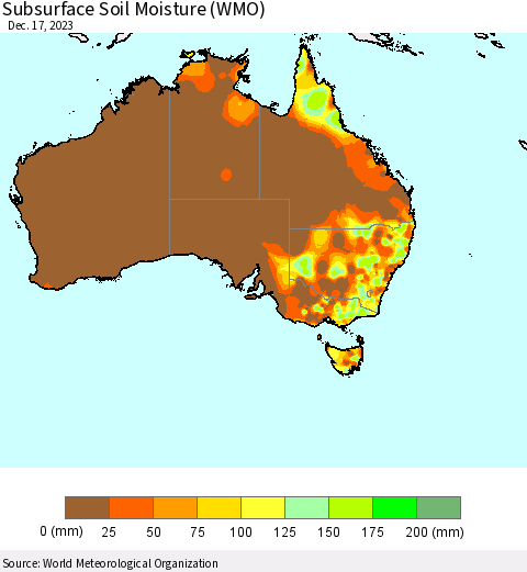 Australia Subsurface Soil Moisture (WMO) Thematic Map For 12/11/2023 - 12/17/2023