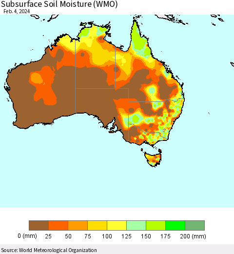 Australia Subsurface Soil Moisture (WMO) Thematic Map For 1/29/2024 - 2/4/2024