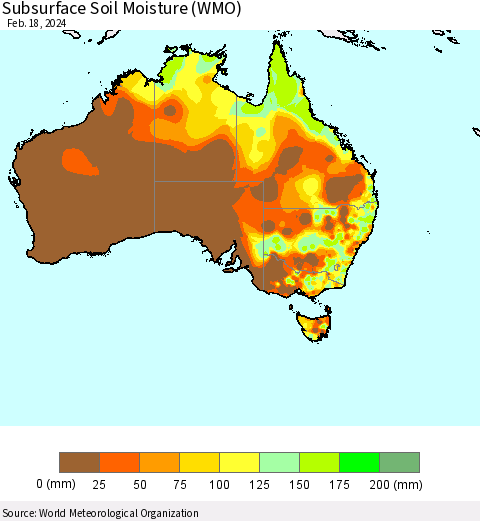 Australia Subsurface Soil Moisture (WMO) Thematic Map For 2/12/2024 - 2/18/2024