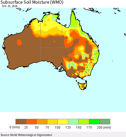 Australia Subsurface Soil Moisture (WMO) Thematic Map For 2/19/2024 - 2/25/2024