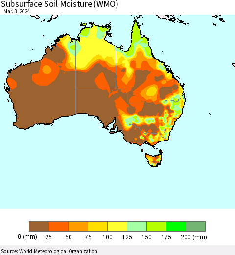 Australia Subsurface Soil Moisture (WMO) Thematic Map For 2/26/2024 - 3/3/2024