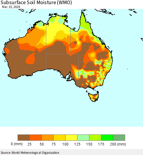 Australia Subsurface Soil Moisture (WMO) Thematic Map For 3/4/2024 - 3/10/2024