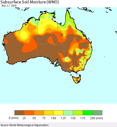 Australia Subsurface Soil Moisture (WMO) Thematic Map For 3/11/2024 - 3/17/2024