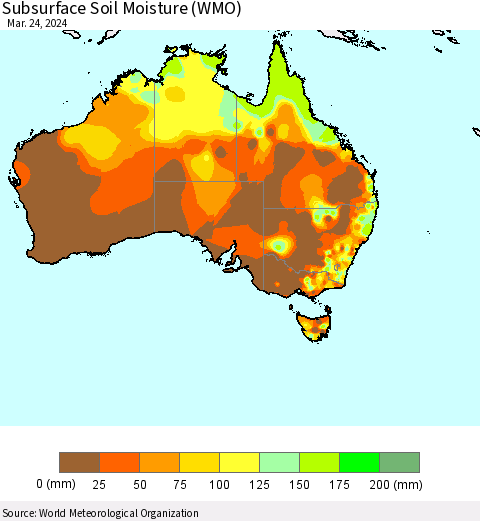 Australia Subsurface Soil Moisture (WMO) Thematic Map For 3/18/2024 - 3/24/2024
