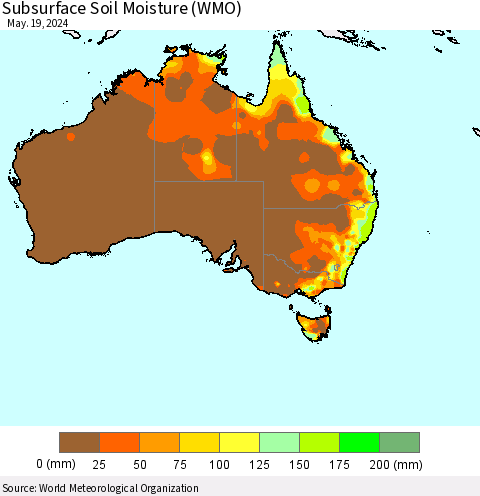 Australia Subsurface Soil Moisture (WMO) Thematic Map For 5/13/2024 - 5/19/2024
