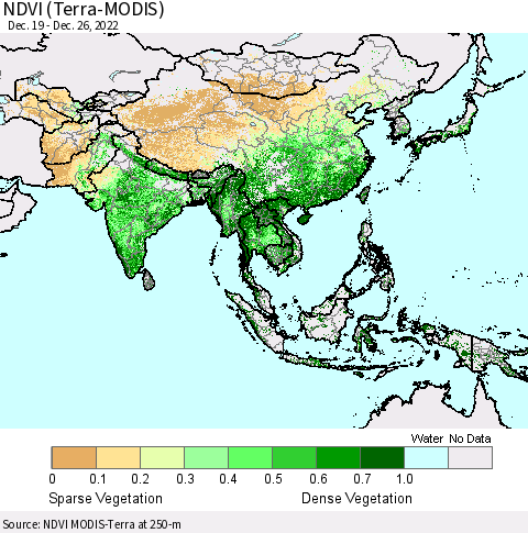 Asia NDVI (Terra-MODIS) Thematic Map For 12/19/2022 - 12/26/2022