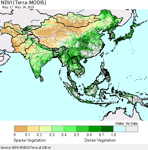 Asia NDVI (Terra-MODIS) Thematic Map For 5/17/2023 - 5/24/2023