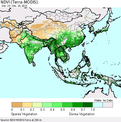 Asia NDVI (Terra-MODIS) Thematic Map For 12/19/2023 - 12/26/2023