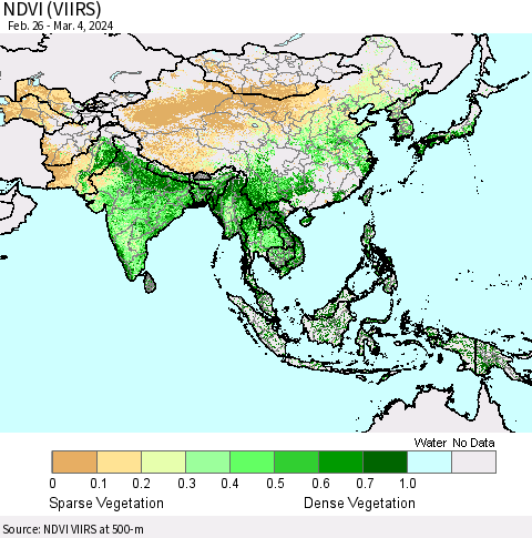 Asia NDVI (VIIRS) Thematic Map For 2/26/2024 - 3/4/2024
