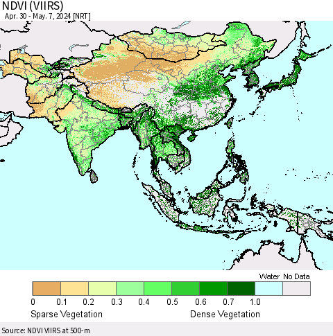 Asia NDVI (VIIRS) Thematic Map For 4/30/2024 - 5/7/2024