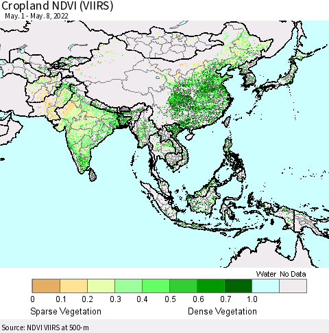 Asia Cropland NDVI (VIIRS) Thematic Map For 5/1/2022 - 5/8/2022