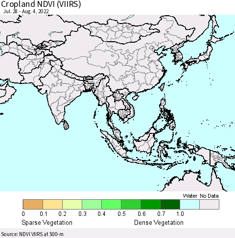 Asia Cropland NDVI (VIIRS) Thematic Map For 7/28/2022 - 8/4/2022