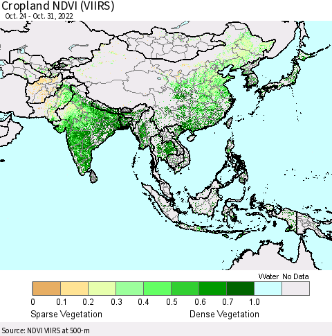 Asia Cropland NDVI (VIIRS) Thematic Map For 10/24/2022 - 10/31/2022